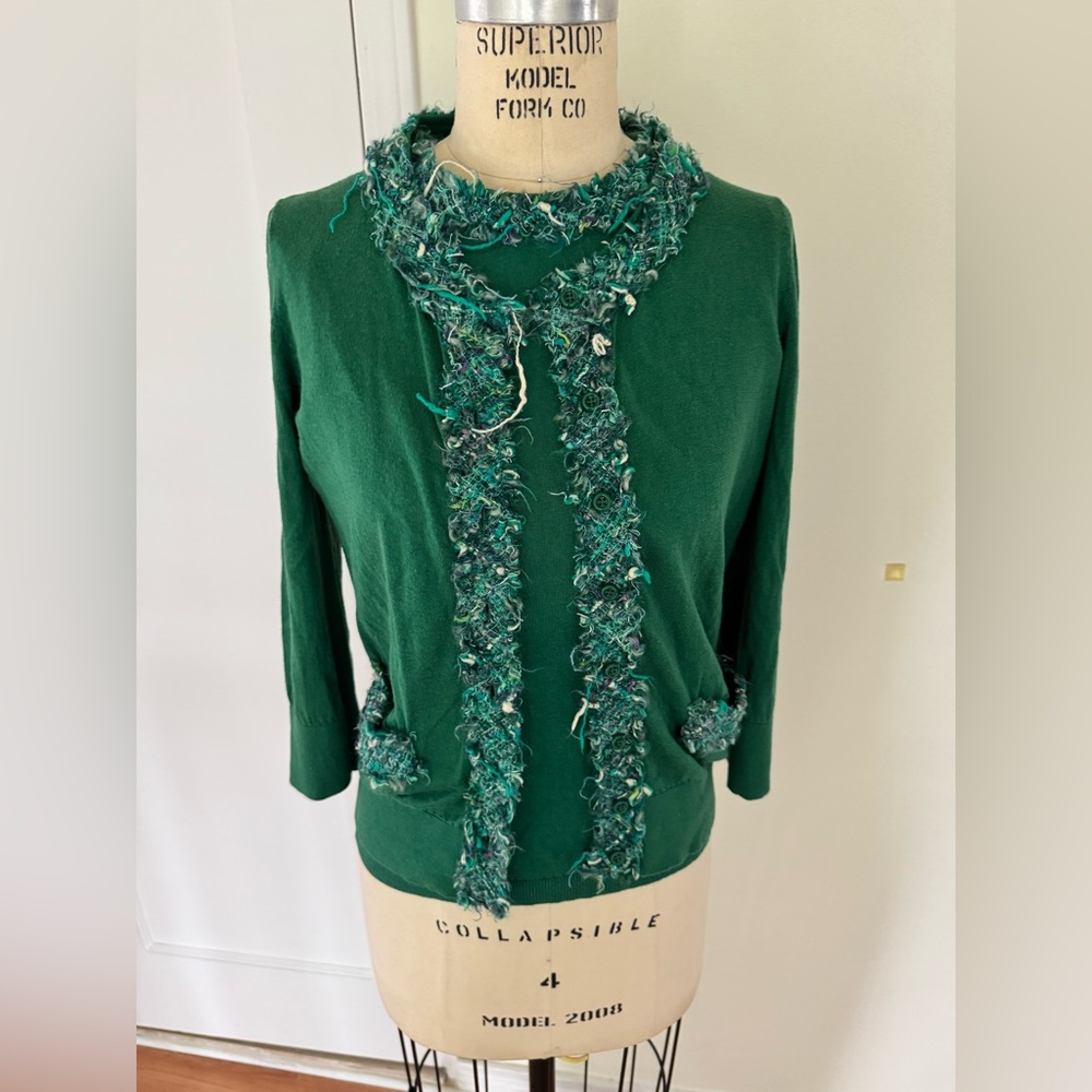 Kate Spade Green Knit Sweater Set with Textured Collar